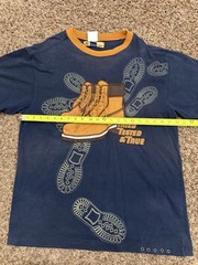 Vintage Raw Blue Tried Trusted And True Lace Up Boots T Shirt Mens Size Large