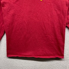Champion Mens T-Shirt Red Long Sleeve Crew Neck Logo Pullover Cotton Size L