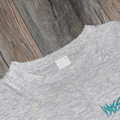 Vintage Mossimo T-Shirt Large Gray Single Stitch Embroidered Logo 90s Distressed