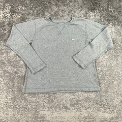 Nike Thermal Shirt Mens Small S Heather Grey Lightweight Swoosh Logo Y2K Minimal