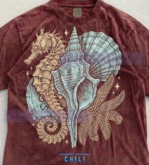 Seahorse Seashells Palm Frond Comfort Tee Ocean Beach Design
