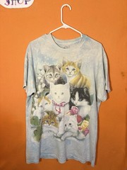 The Mountain Classic Kitten Shirt Sky Blue , Cute Graphic Mens Sz Medium