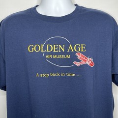 Vintage 90s Blue Graphic T-shirt Size XL Golden Age Air Museum Aviation Bethel