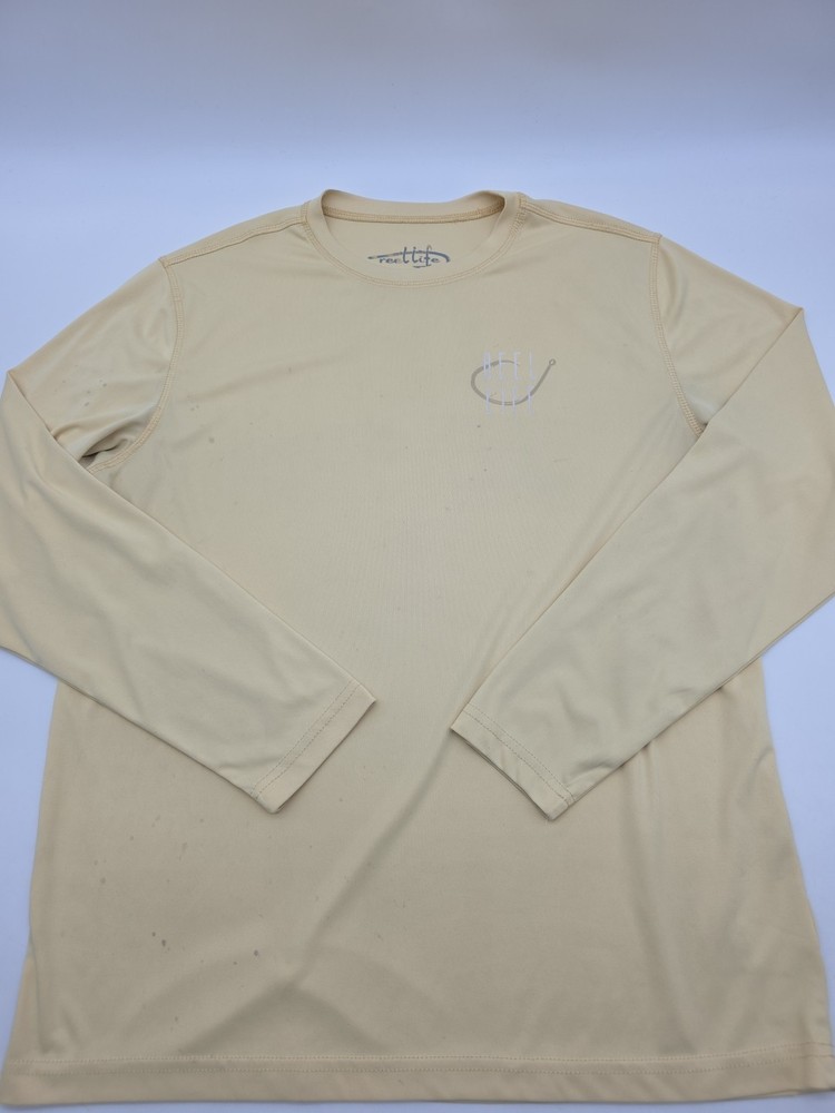 Reel Life Long Sleeve T-shirt Men L Yellow Graphic Print Logo..#39541