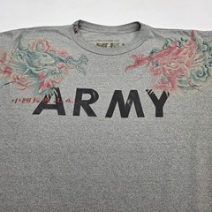 The Great China Wall Army T Shirt Men L/XL Boxy Dragon Custom Embroidered READ