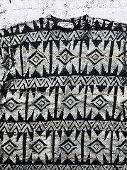 Vintage LA Destination Black Geometric Pattern Hand Made T Shirt Men’s Size 3XL