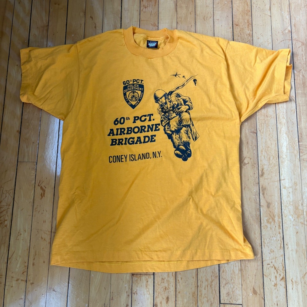 VTG NYPD 60th Precinct Airborne Brigade Coney Island Shirt Mens XL Made USA