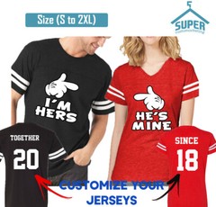 Couple Matching Shirts I Am Hers He is Mine FOOTBALL JERSEYS TOGETHER SINCE Cust