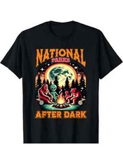 1pc National Parks After Dark Geometric-Pattern T-Shirt, 100% Cotton Crew Neck,