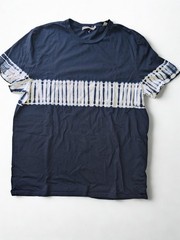 Vince Navy/White Tie-Dye Cotton Jersey Crew Neck Short Sleeve T-Shirt L