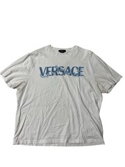 Versace Mitchell Fit White Blue Logo Graphic T-Shirt Men’s XL Made InItalyCotton