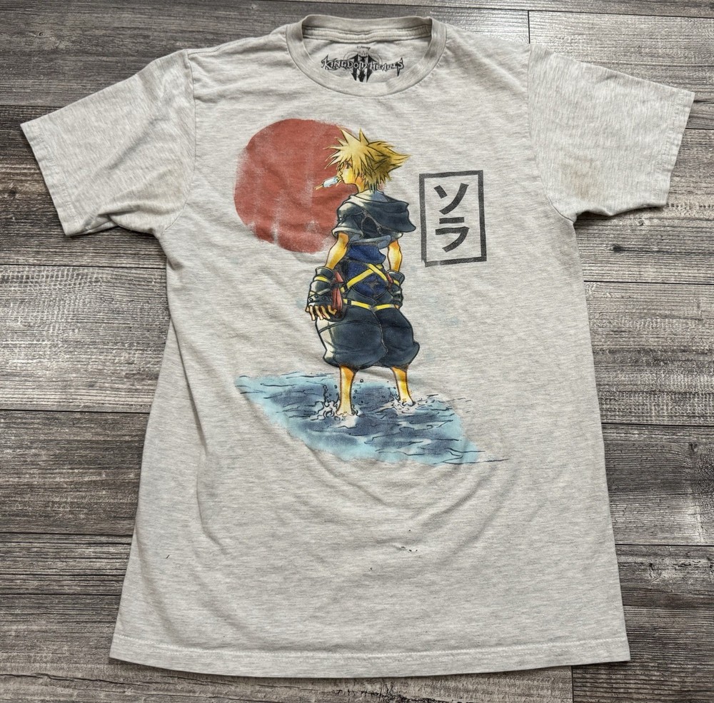 Kingdom Hearts 3 Shirt Adult Medium Sora Disney Square Enix Game Promo Tee Gray