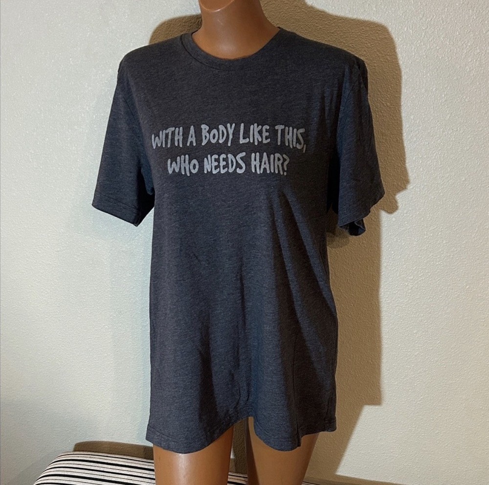 Threadfast Apparel Men’s Gray Funny Graphic Print Crew Neck T-Shirt Size L