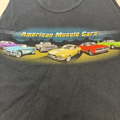 Vintage American Muscle Cars Tank Tee Large Black 90s Firebird Mustang Corvette