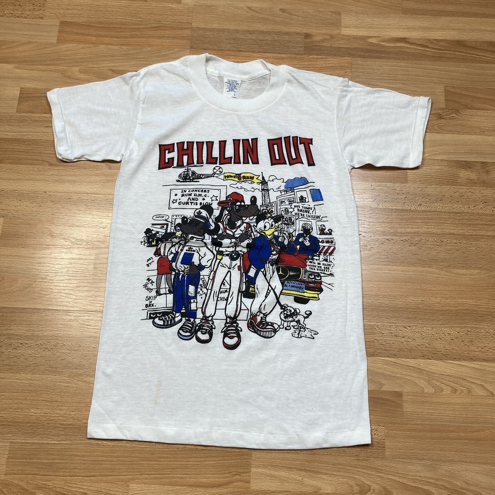 Run DMC Shirt XS Vintage 80s 90s Disney Parody Cartoon Chillin Hip Hop Rap Tee