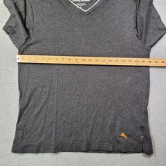 Tommy Bahama T Shirt Mens Medium Gray Solid Layered Collar V Neck Casual Logo