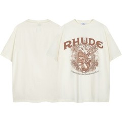 46Style RHUDE High Quality 100% Cotton Short Sleeve Men Women Polo T-Shirt S-2XL