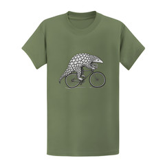 Pangolin on Bicycle T-Shirt – Hand Screen Printed Cute Animal Bike Gift Tee