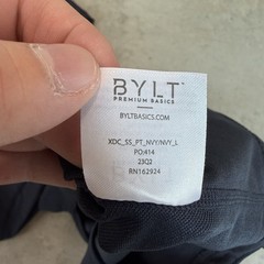 BYLT Premium Basics Lux Drop Cut Pocket T Shirt Navy Blue Crew Men’s Size Large