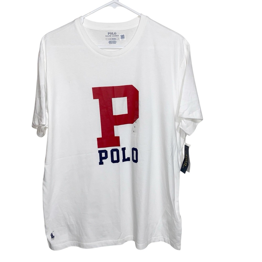 Polo Ralph Lauren Shirt Mens Large Logo Graphic Short Sleeve T-Shirt Preppy Read