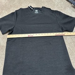 Ecko Unltd Shirt Mens Small Black Textured Allover Logo Tee Streetwear Geometric