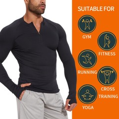 Men Compression Shirt Long Sleeve Athletic Fitness Quick-drying Breathable Tops