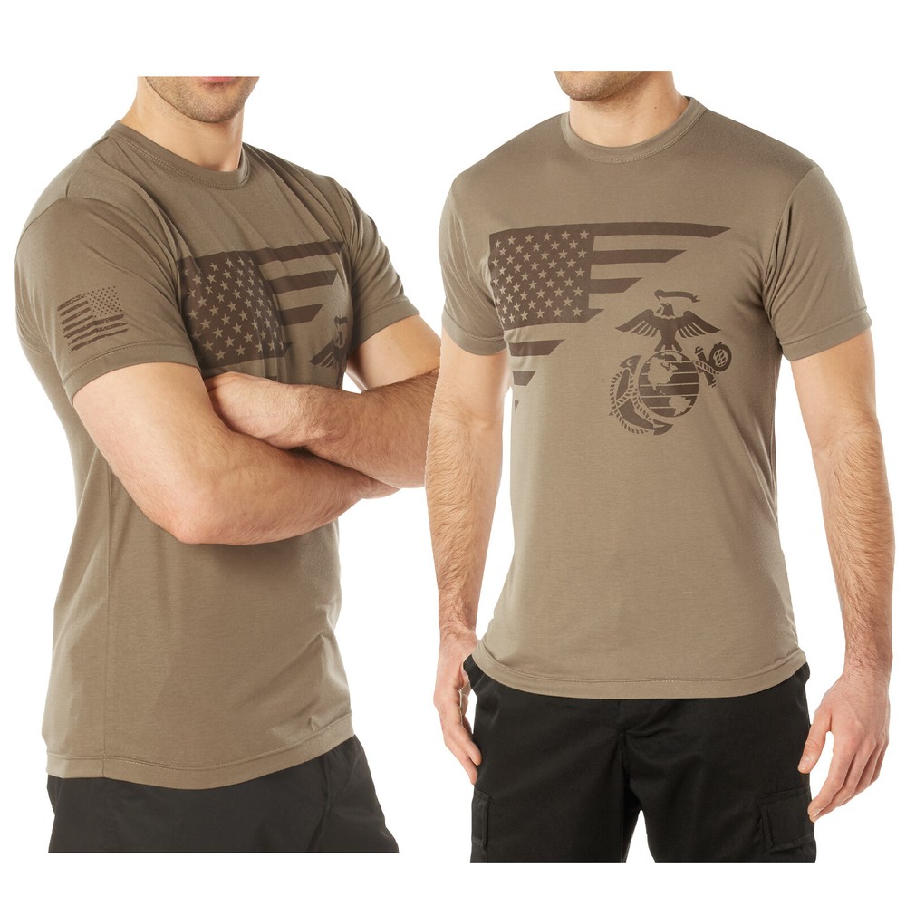 USMC Eagle Globe & Anchor Moisture Wicking T-Shirt – AR 670-1 Coyote Brown