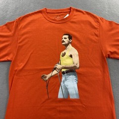 Freddie Mercury Shirt Mens Small Orange Short Sleeve Crew Neck Queen Rock Music