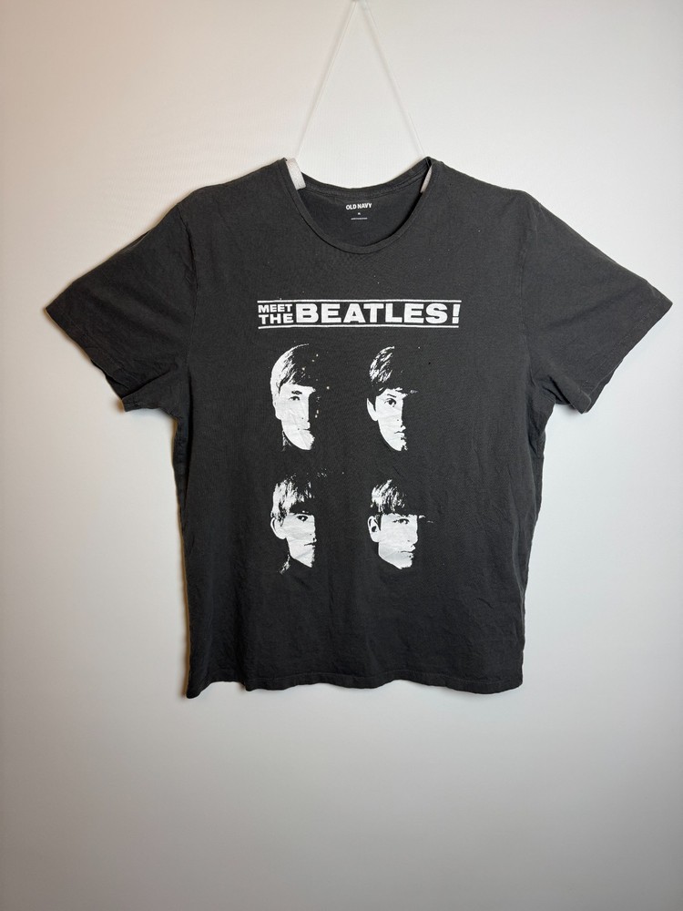 Meet The Beatles! Portrait Collage T-Shirt XL Gray Old Navy Vintage Style