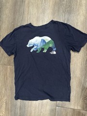 The North Face Bear Graphic T-Shirt Small Navy Blue Outdoor Hiking Tee