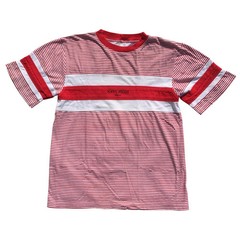 Navy Pilot T-shirt mens size Large red white stripe panelled vintage tee