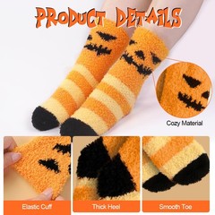 3 Pairs Halloween Fluffy Socks Women Men Cozy Fuzzy Winter Warm Supplies