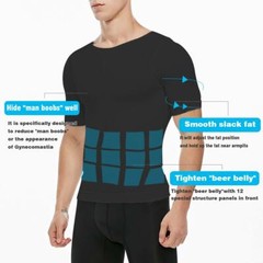 Men Slimming Body Shaper Gynecomastia T-shirt Posture Corrector Vest Compression