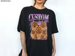 Custom Pet Portrait Comfort Tee Vintage Dog Cat Lover Shirt