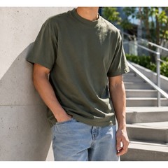 Arizona Jean Co Mens Olive Green Mock Neck 100% Cotton T-Shirt Size Large