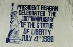 Vtg. 1986 President Reagan Political T Shirt July 4th Statue Liberty Large USA