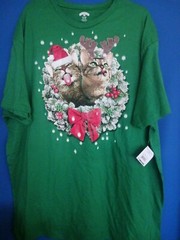 Holiday Time Cats Christmas Wreath T-Shirt UNISEX NWT NEW Mens SZ XL