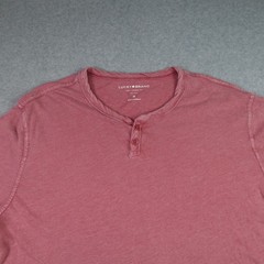 Lucky Brand Shirt Mens Size M Red Washed Casual Henley Long Sleeve Cotton