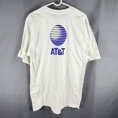 Vintage White T Shirt XL AT&T Cares Cool Graphic Cotton Front Back Hits