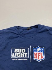 Bud Light Shirt Mens XL Blue NFL Logo Graphic Tee Cotton Jersey Tagless Crewneck