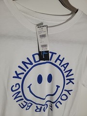 Phluid Project T-Shirt Thank You for Being Kind Smiley Face White Size Small NWT