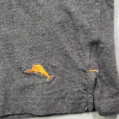 Tommy Bahama T Shirt Mens Medium Gray Solid Layered Collar V Neck Casual Logo