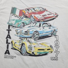 Vintage J. GALT Shirt Mens L White Italia 1977 Graphic Cars Long Sleeve 70s
