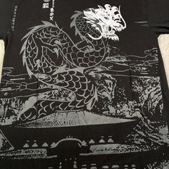 Bare Fox Dragon T-Shirt Mens XL Black Y2K Streetwear Asian Art BF Graphic Print