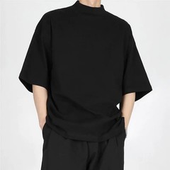 Men’s Half Turtleneck Short-sleeved Summer T-shirt High Quality Loose Basic Shir