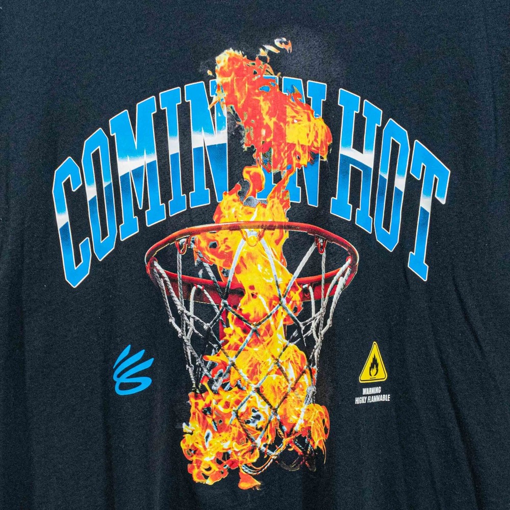 Steph Curry Under Armour Shirt XL Comin In Hot SC30 HeatGear Black Graphic Tee
