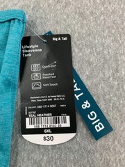 Xersion Big & Tall Tank Top T-shirt Mens 6XL Teal Blue Soft Stretch Comfortable