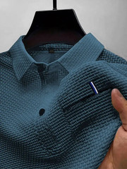 Men’s Ice Silk Collared Pocket Shirt Short Sleeve Casual Summer Top