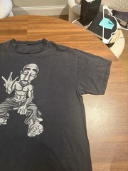 Vintage Tupac Distressed Tee Sz Large Black 90s Rap Tee Cartoon Caricature 2Pac