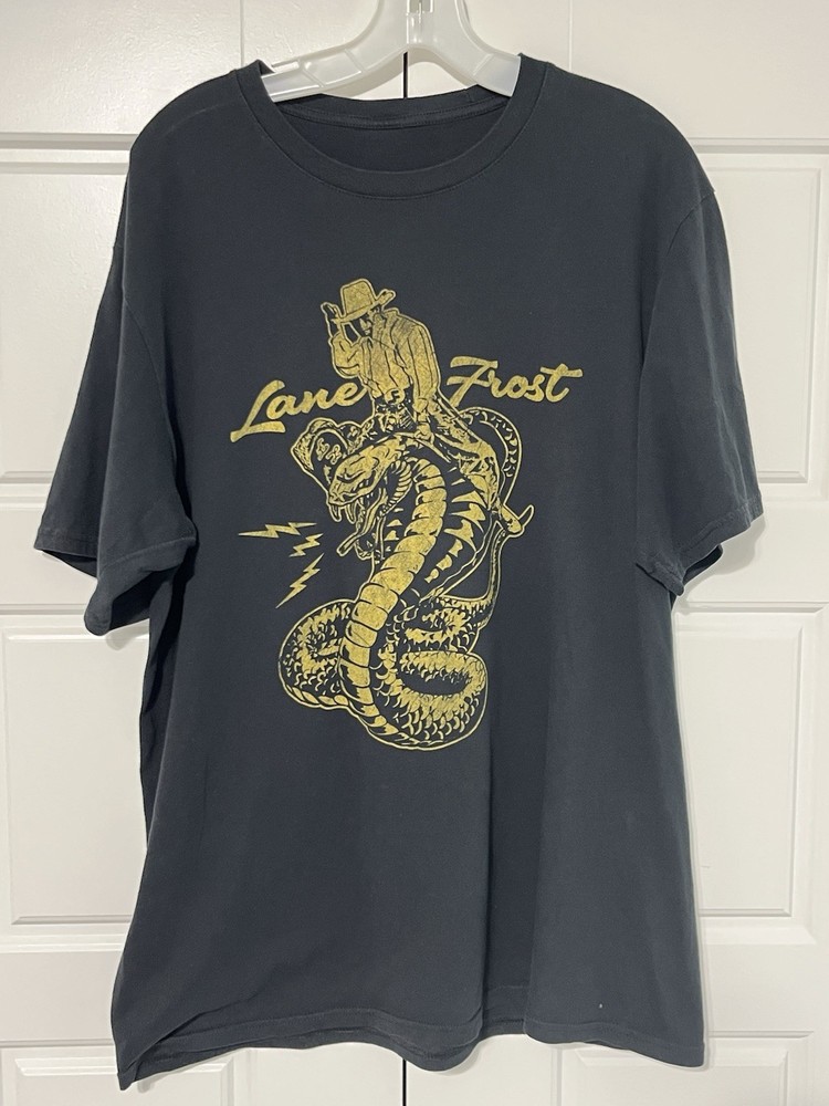 Lane Frost Shirt Men’s XL Black Riding The Cobra Graphic Tee Bull Riding